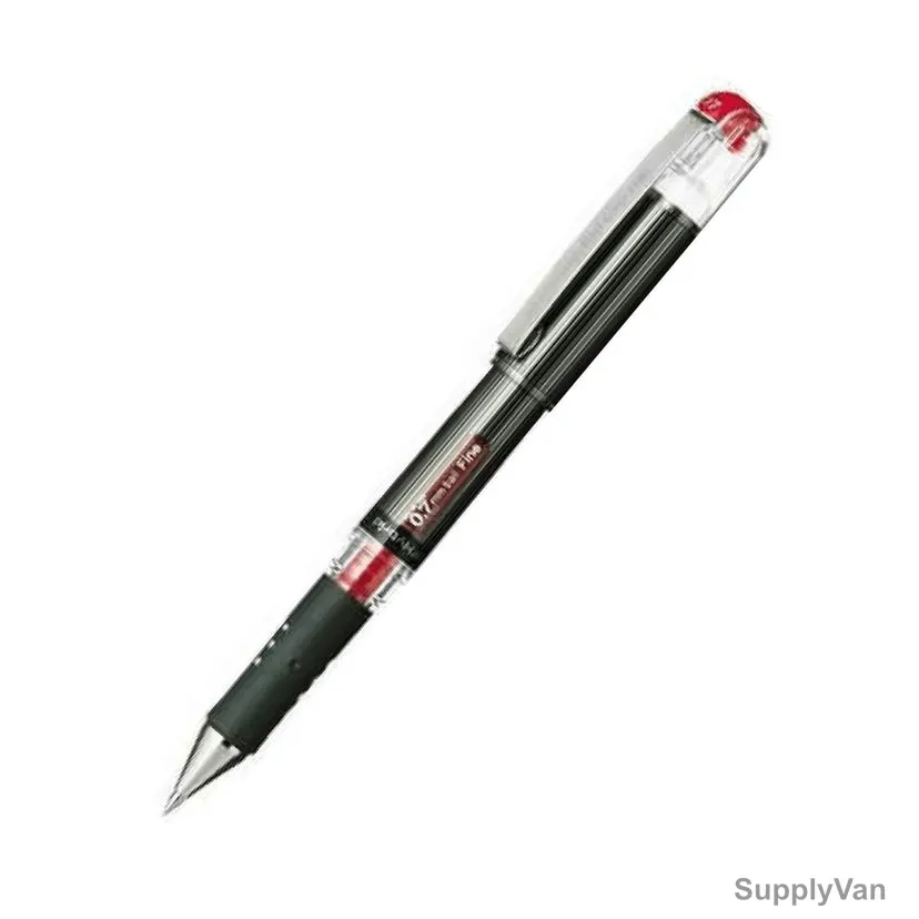 Pentel Hybrid Grip DX Gel Roller Pen, PE-K227-B, 0.7MM Tip, Red, 12 Pcs/Pack