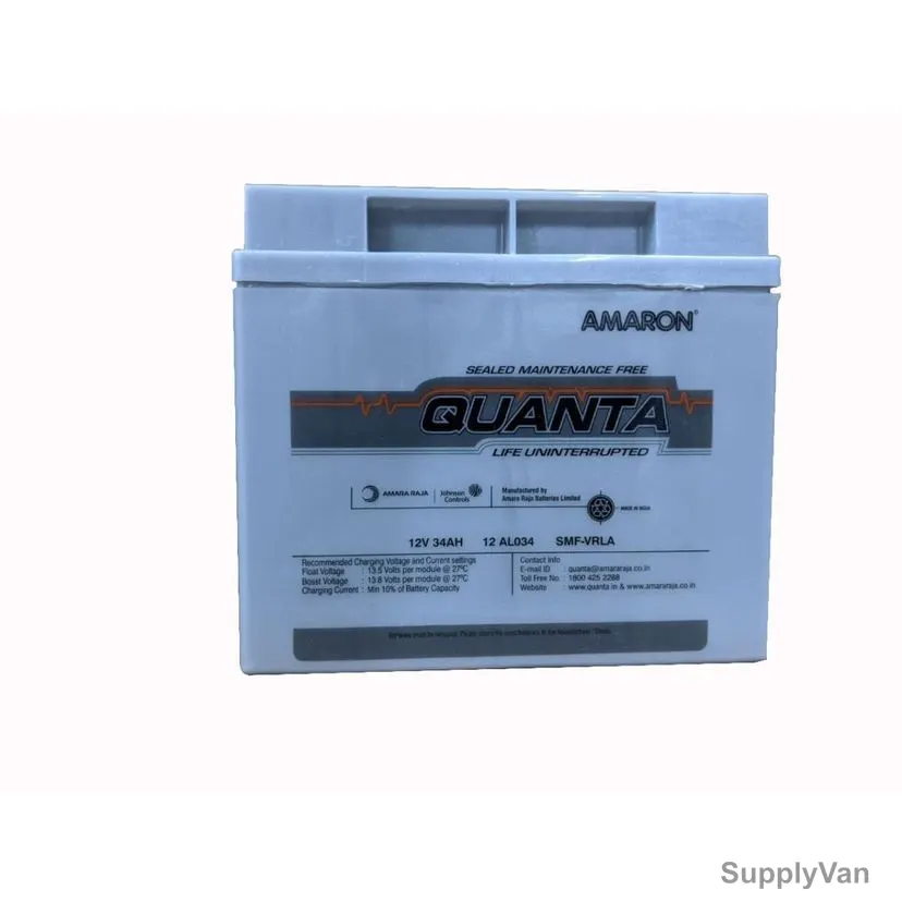 Amaron Quanta Lead Acid Battery, 12AL034, 12VDC, 34Ah