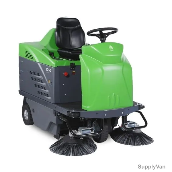 IPC Battery Operated Ride On Sweeper, 1250-E, 260W, Green and Black
