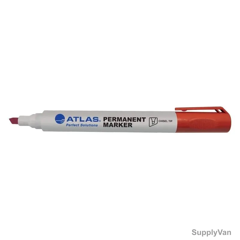 Atlas Permanent Marker, AS-MP200-RD, 3.5-4.2MM Tip Size, Red, 12 Pcs/Pack