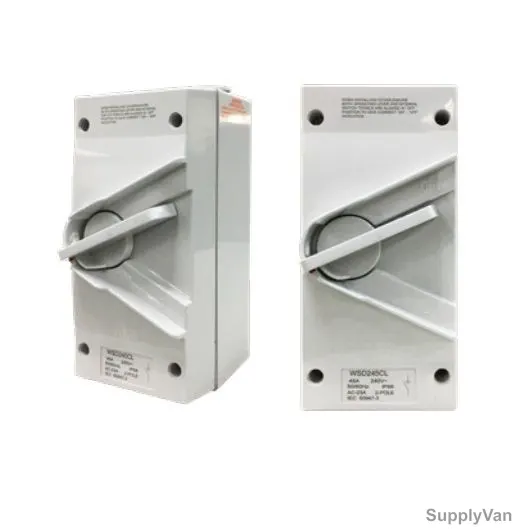 Abb Weatherproof Switch Isolator, WSD245CL, IP66, 2 Pole, 45A