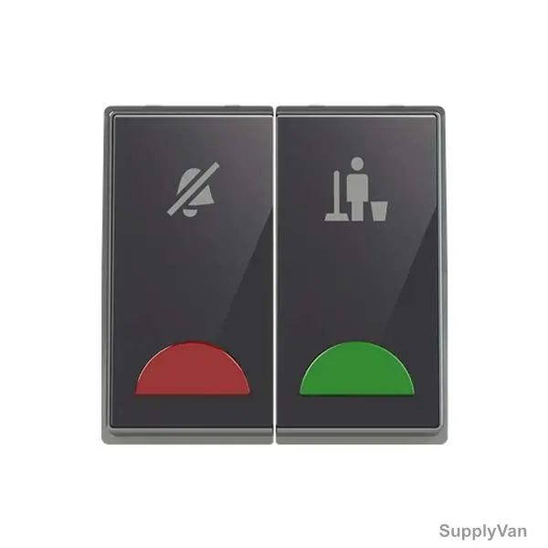 ABB DND/MUR Room Unit With LED, AM40444-BG, Millenium, 1P, 2 Gang, 10A, Black Glass — image 1