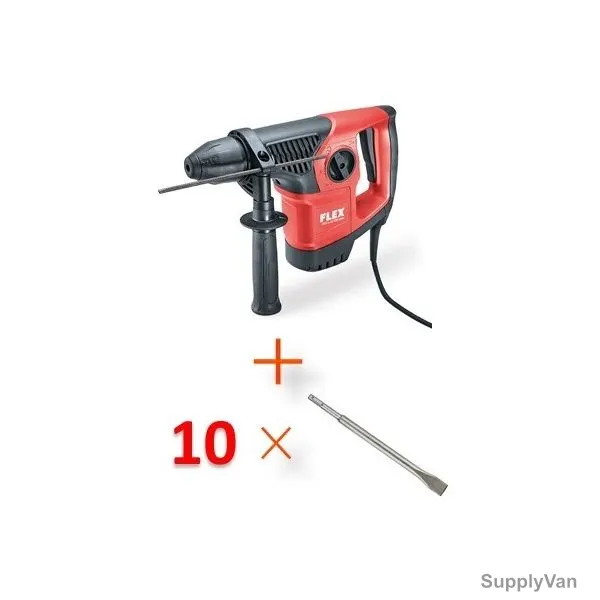 Flex 4 Kg Rotary Hammer Drill With 10 Pcs 400MM SDS-Plus Flat Chisel, CHE-4-32-Set, 900W — image 1
