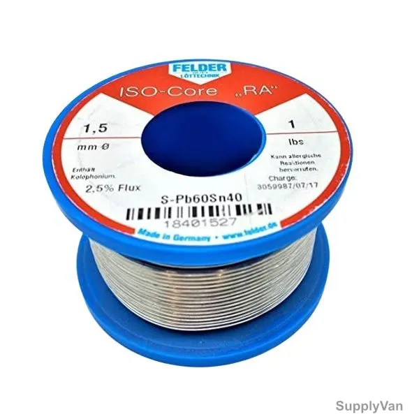 Felder Soft Soldering Wire, 18401527, Iso-Core RA, 1.5MM Dia, 454GM
