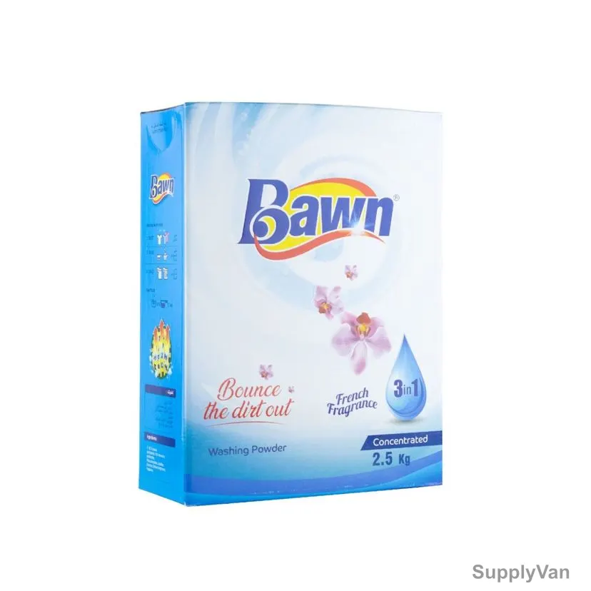 Bawn 3 in 1 Concentrated Washing Powder, French Fragrance, 2.5 Kg, 6 Pcs/Carton
