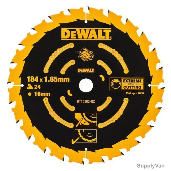 Dewalt Extreme Circular Saw Blade, DT10302-QZ, 184x16MM, 24 Teeth