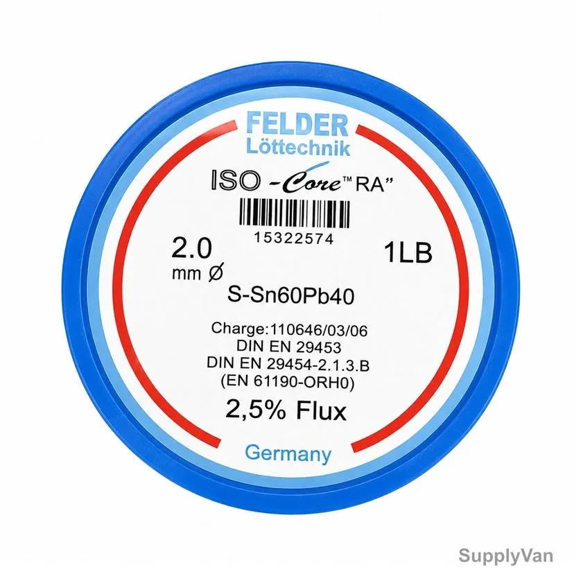 Felder Soft Soldering Wire, 15322574, ISO-Core RA, 2MM Dia, 454GM