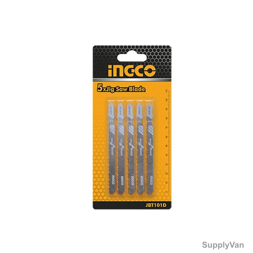 Ingco Jigsaw Blade For Wood, JBT101D, HCS, 74MM Length, 5 Pcs/Pack
