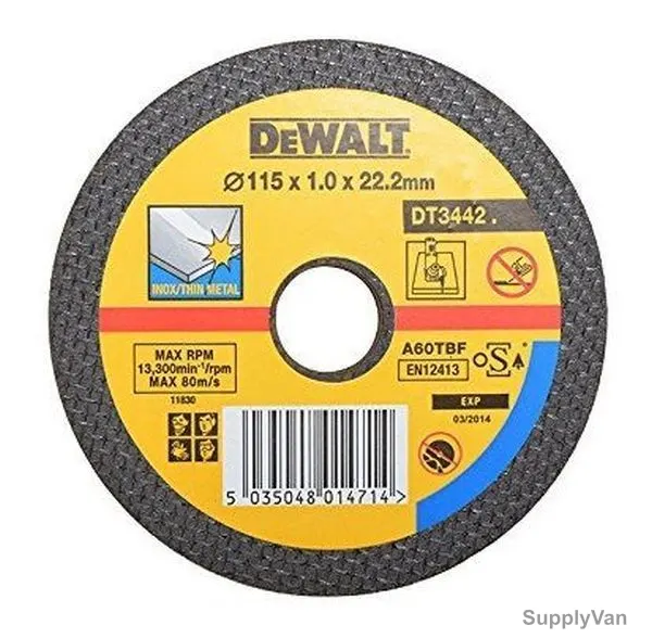 Dewalt Cutting Disc, DT3442-QZ, A60TBF, 115x22.2x1MM, 25 Pcs/Pack
