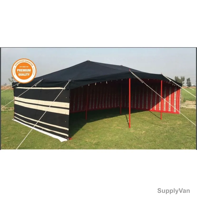 Arabic Deluxe Tent, AMT-124-2L, Iron Stick, 8 x 5 Yard, Black/White
