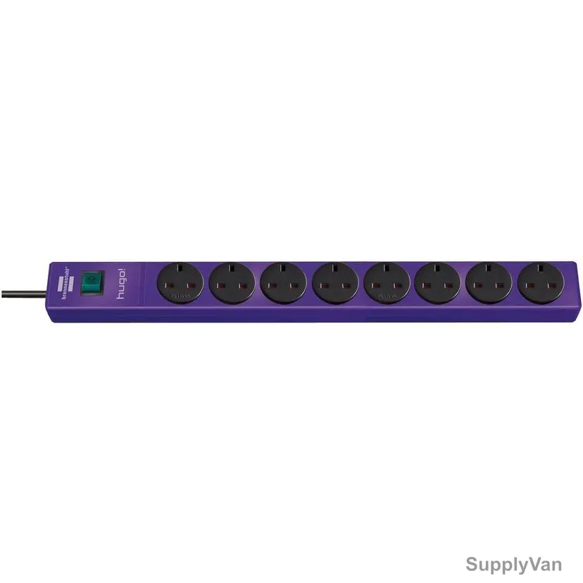 Brennenstuhl Extension Socket, 1150613138, Hugo, 8 Way, 13A, 3 Mtrs Cable Length, Violet