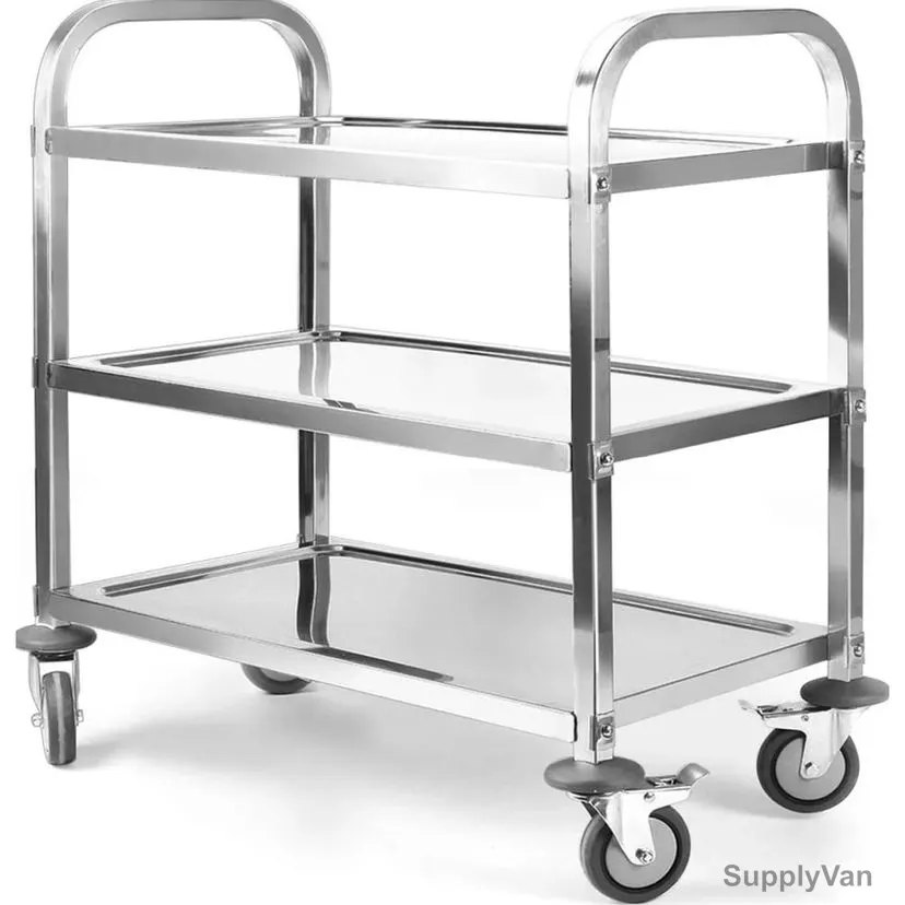 Swish 3 Layer Heavy Duty Kitchen Serving Trolley, Stainless Steel, 835MM Height x 400MM Width x 730MM Length — image 1