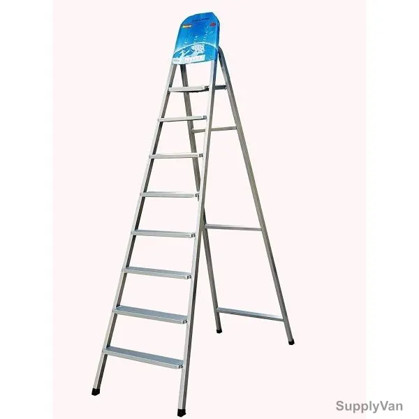 Robustline 8 Steps Ladder, Steel, Silver