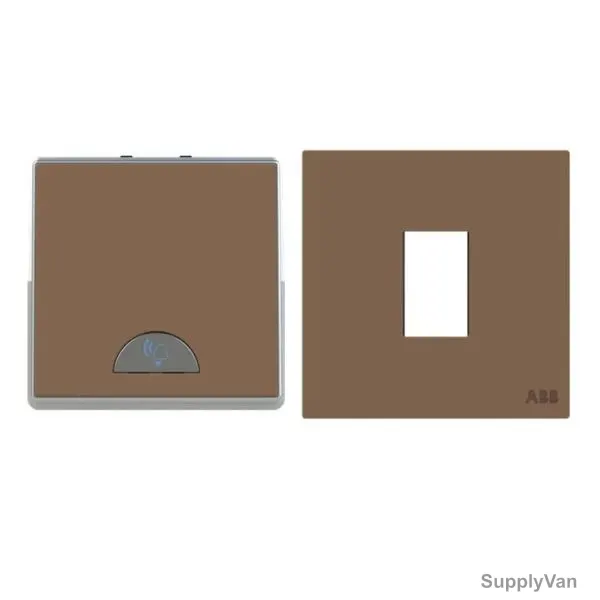 ABB Push Button Switch With Bell and Rocker Switch Frame, AMD42944-MO+AMD5044-MO, Millenium, 1 Gang, 1 Way, 10A, Mocha Brown — image 1