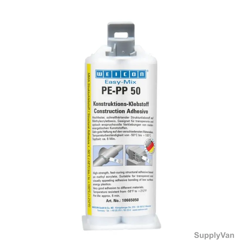 Weicon Easy Mix PE-PP 50 Structural Acrylic Adhesive, 10665050, -50 to 100 Deg.C — image 1