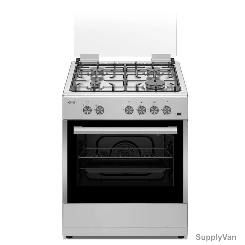 Venus Freestanding Gas Cooker With Oven and Grill, VC6040GSX, 4 Burner, 60CM Width, Silver