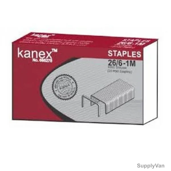 Kanex Stapler Pin, 685278, 26/6-1M, Silver, 1000 Pcs/Pack