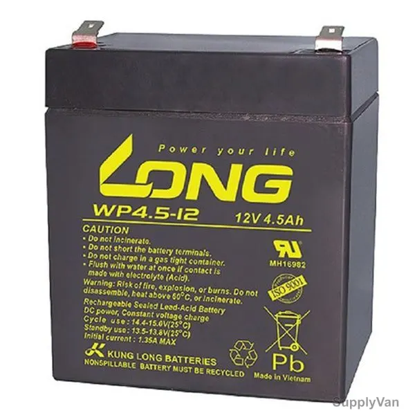 Long Rechargeable Sealed Lead Acid Battery, WP4-5-12, 12V, 4.5Ah