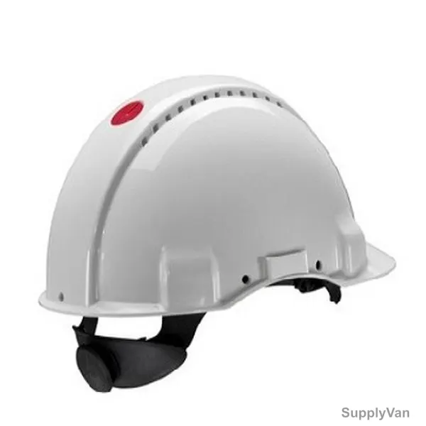 3M Ventilated Hard Hat With Ratchet Suspension, G3000NUV-VI, Uvicator, White
