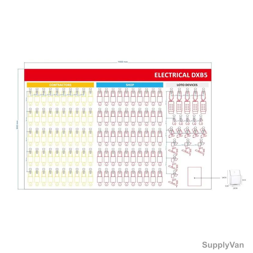 Loto-Lok Customized Electrical DXB5 Shadow Board, 900MM Width x 1400MM Length