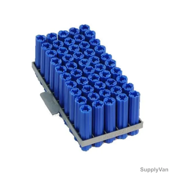 Expandet Tubular Plastic Anchor, 8MMx2 Inch, Blue, PK250