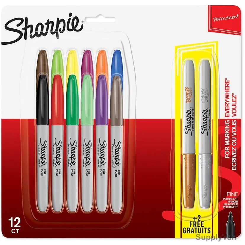 Sharpie Permanent Marker, SP-2061126, 0.9MM Tip Size, Assorted Colors, 14 Pcs/Set
