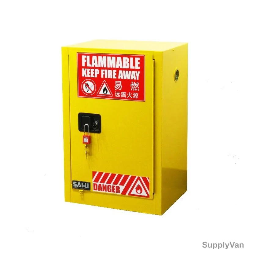 Sai-U Flammable Safety Cabinet, SC0012Y, Double Door, 12 Gallon, Yellow