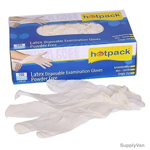 Hotpack Powder Free Hand Gloves, Latex, M, 100 Pcs/Pack