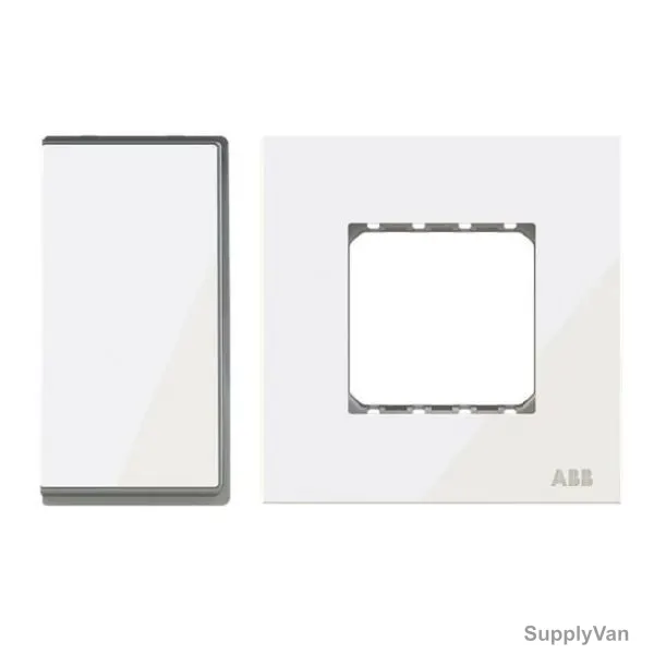 ABB Electrical Switch With Double Rocker Frame, AMD11622-WG+AMD5144-WG, Millenium, 2 Gang, 2 Way, 20A, White Glass — image 1
