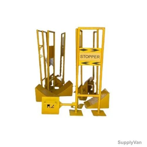 Warrior Heavy Duty Rubber Wheel Chock With Metal Stand, Yellow