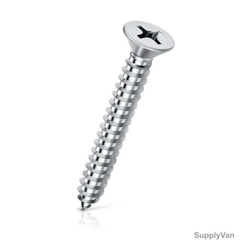 Patta Flat Head Wood Screw, 7982, Steel, Zinc Plated, 3/4 Inch Length x 6MM Dia.