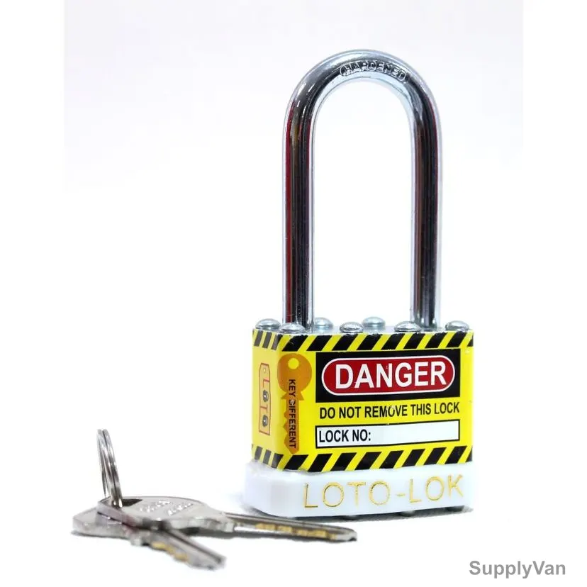 Loto-Lok Lockout Padlock, 2PTPSWKDL47, Steel, 47 x 6MM, Yellow and White