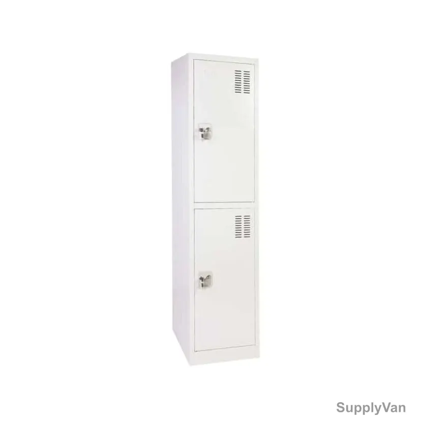 Two Tier Storage Locker With Shelf, 0.6MM Thk, 180CM Height x 40CM Width x 47.5CM Depth, Grey