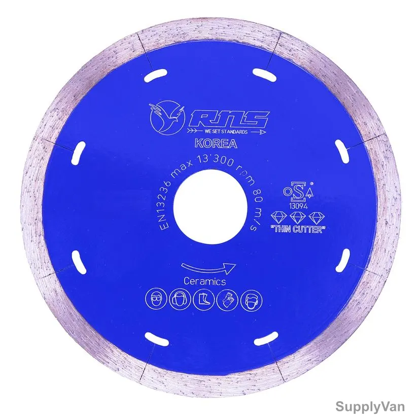 Rns Ceramics Diamond Cutting Blade, Continuous Rim, 13300 RPM, 4 Inch Dia