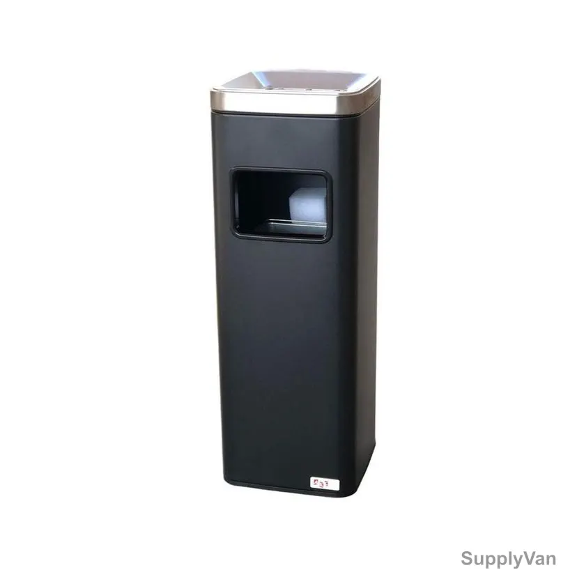 Akc Square Ashtray Bin, SS29K, Stainless Steel, 30 Ltrs, Black/Silver — image 1