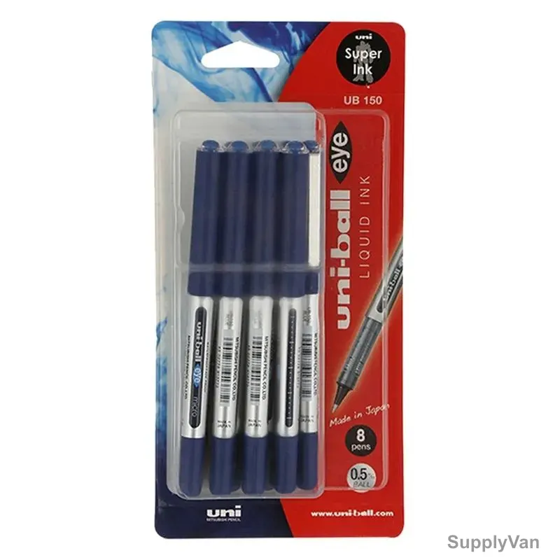 Uni-Ball Ball Point Pen, UB150-08C, Eye, 0.5MM Tip, Blue, 8 Pcs/Pack