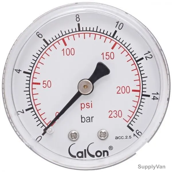 Calcon Pressure Gauge, CC10D, 50MM, 1/8 Inch, BSP, 0-16 Bar