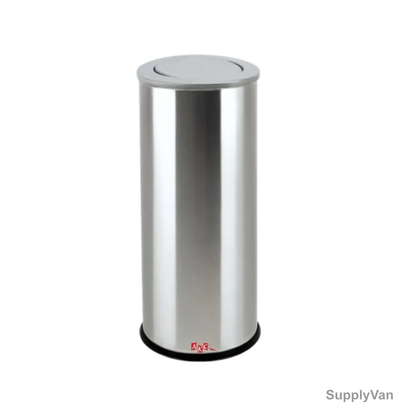 Akc Trash Bin With Swing Lid, SS23-20, Stainless Steel, 20 Ltrs, Silver