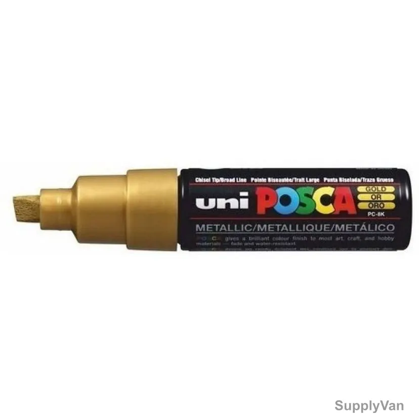 Uni-Ball Posca Marker, PC8K-GD, 8.0MM Tip Size, Gold, 12 Pcs/Pack