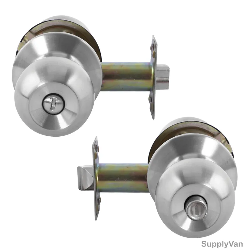 Dorfit Privacy Knob Set, 3872SSMLBK-60, Stainless Steel, 3 Keys, 60MM, Silver Finish — image 1