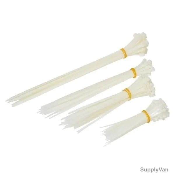 Kinzo Cable Tie, Nylon, White, 200PCS