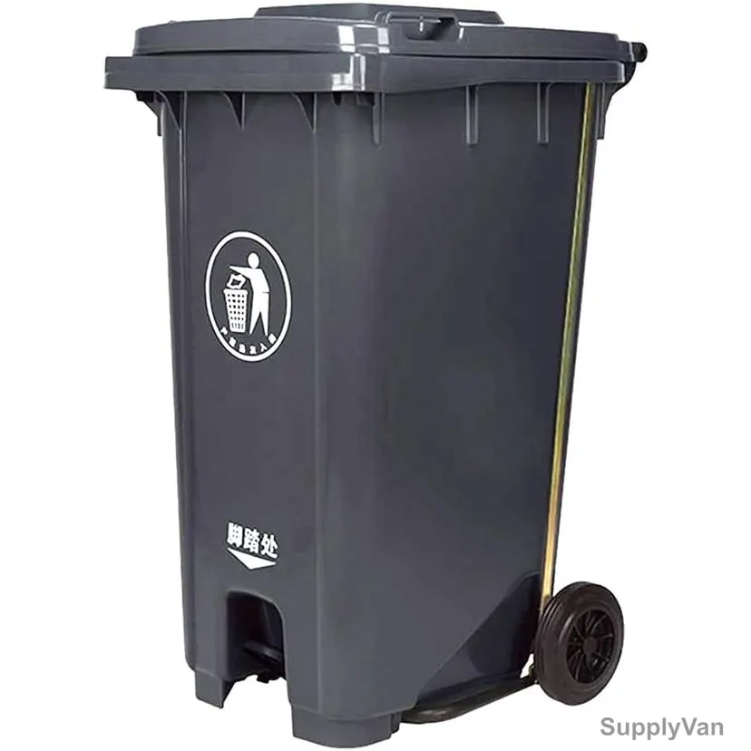 Swish Garbage Bin With Wheel and Pedal, Plastic, 120 Ltrs, Black