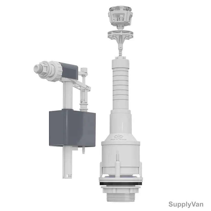 Mega Push Type Flush Tank Mechanism, 3025, ABS, 3/8 Inch Inlet Size, White/Grey — image 1