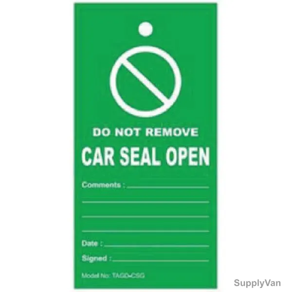 Car Seal Open Tag, TAGD-CSG, 80 x 160MM, Green