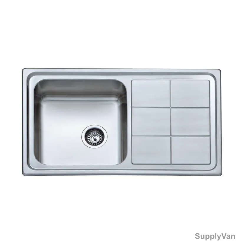Milano Single Bowl Kitchen Sink, BL-890, Stainless Steel, 500MM Width x 860MM Length, Chrome — image 1