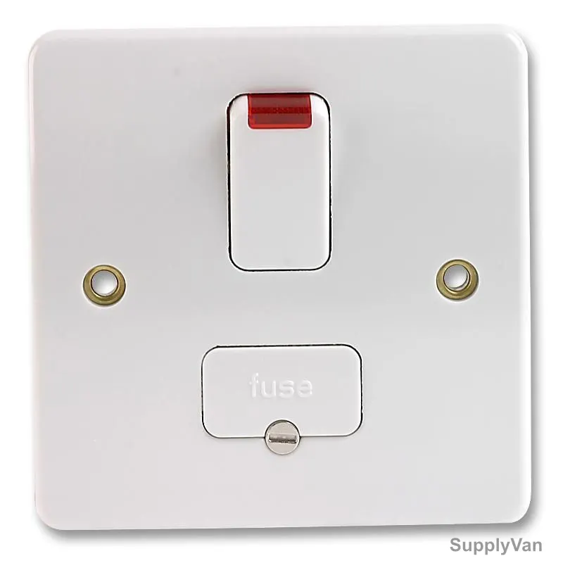 Mk Switched Fused Connection Unit With Neon, K0370WHI, Logic Plus, Thermoset Plastic, 1 Gang, 13A, White