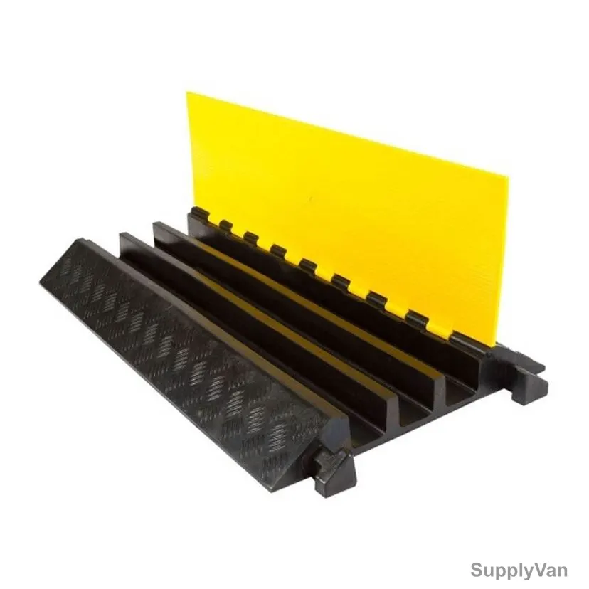 Warrior 3-Channel Cable Protector, Rubber, 490MM Width x 80MM Depth, 900MM Length, Black/Yellow — image 1