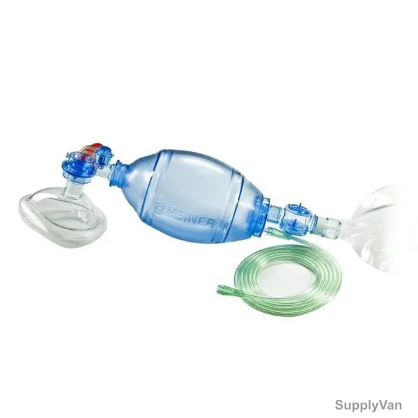 Hsiner Adult Manual Resuscitator Bag, 60111, PVC, 1500ML Capacity, Clear/Blue