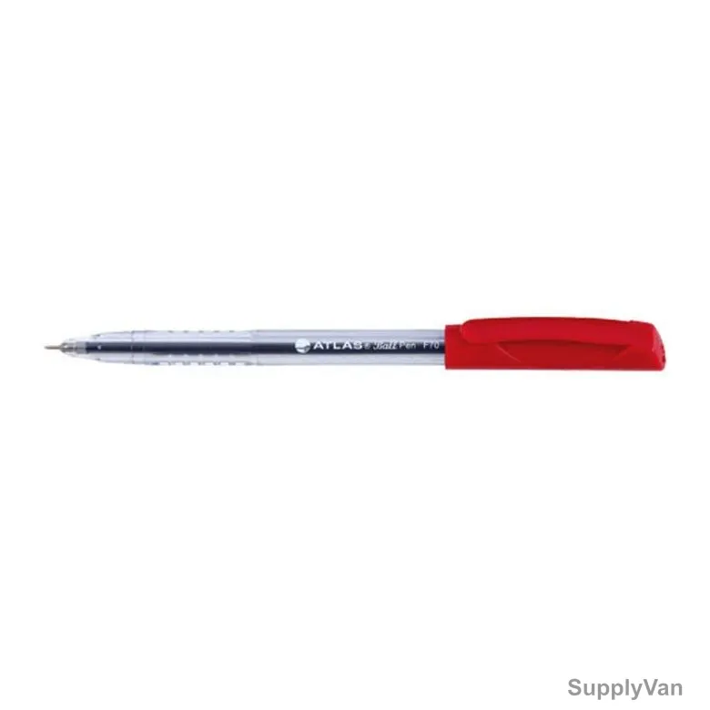Atlas Ball Point Pen, AS-BP100F-RD, 0.7MM Tip, Red, 10 Pcs/Pack