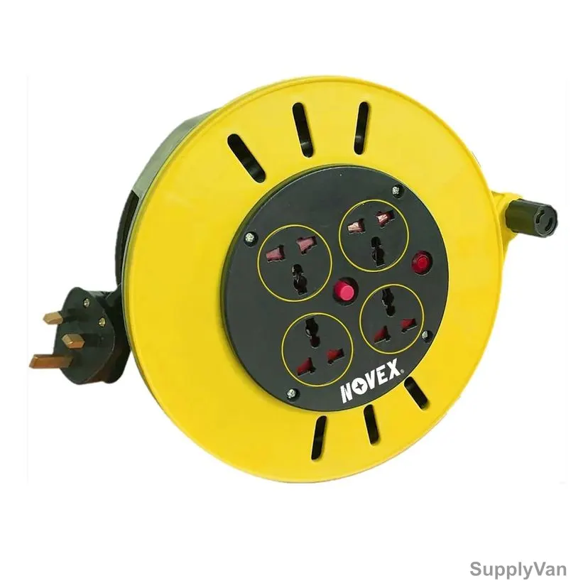 Novex Power Cable Socket Extension Reel, NCR-414-NM10M, 240VAC, 4 Socket, 10 Mtrs Cable Length, Yellow/Black — image 1